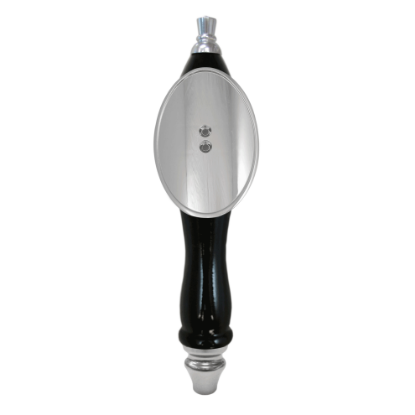 Picture of Tap Handle, Wood, Pub-Style with Shield, Black Black / Silver Plated / Curved Oval