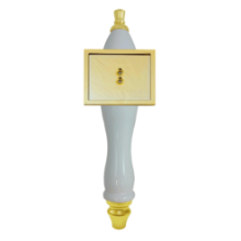 Picture of Tap Handle, Wood, Pub-Style with Shield White / Gold / Seasonal