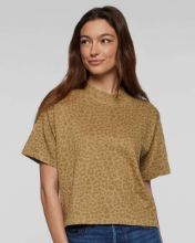 Picture of LAT - Women's Boxy Tee - 3518 Brown Leopard / M