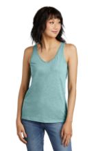 Picture of DT154 District® Women’s Perfect Blend® CVC V-Neck Tank Heathered Eucalyptus Blue / 2XL