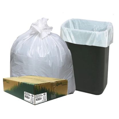 Picture of Berry Global Earthsense 13 Gallon Trash Bag, 24" x 33", Low Density, 0.85 mil, White, 150 Bags/Box (RNW1K150V-43228)