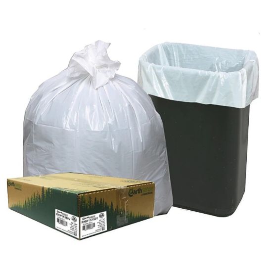 Picture of Berry Global Earthsense 13 Gallon Trash Bag, 24" x 33", Low Density, 0.85 mil, White, 150 Bags/Box (RNW1K150V-43228)
