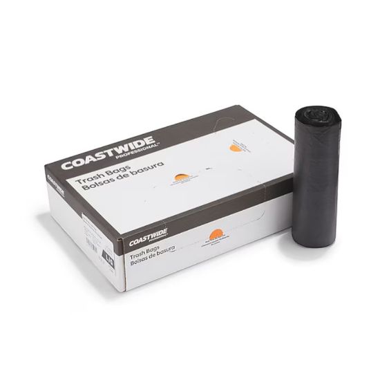 Picture of Coastwide Professional 55-60 Gallon Trash Bag, 38" x 58", Low Density, 1.5 mil, Black, 100 Bags/Box (CW25531)