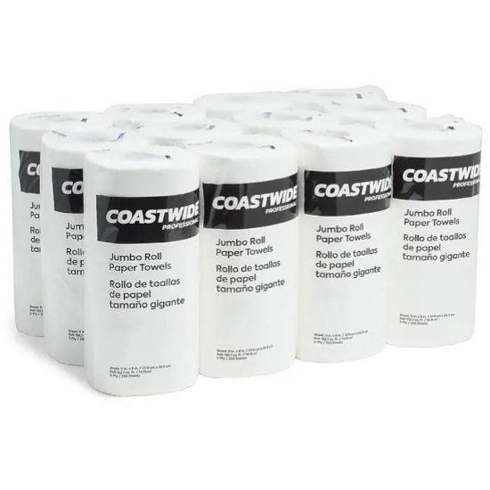 Picture of Coastwide Professional Jumbo Kitchen Rolls Paper Towel, 2-Ply, White, 250 Sheets/Roll, 12 Rolls/Carton (CW21806)