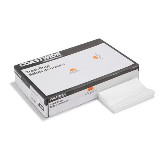 Picture of Coastwide Professional™ 20-30 Gallon Trash Bag, 30" x 36", Low Density, 0.65 mil, Clear, 250 Bags/Box (CW22338)