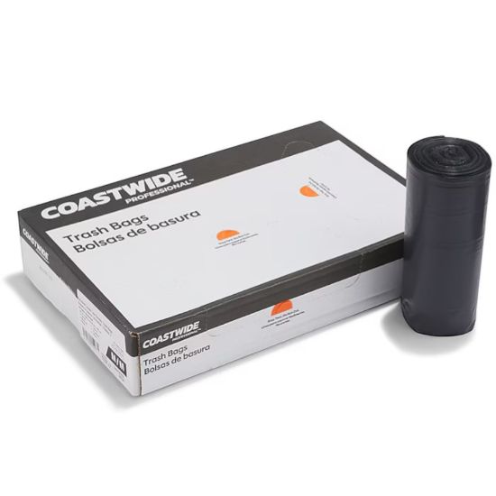Picture of Coastwide Professional™ 30-33 Gallon Trash Bag, 33" x 39", Low Density, 1.5 mil, Black, 100 Bags/Box (CW25530)