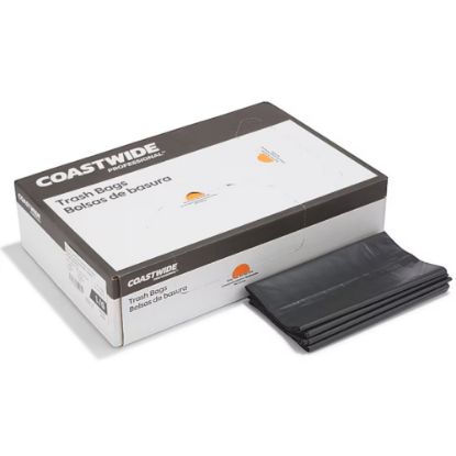 Picture of Coastwide Professional™ 55-60 Gallon Trash Bag, 38" x 58", Low Density, 1.3 mil, Black, 100 Bags/Box (CW22342)