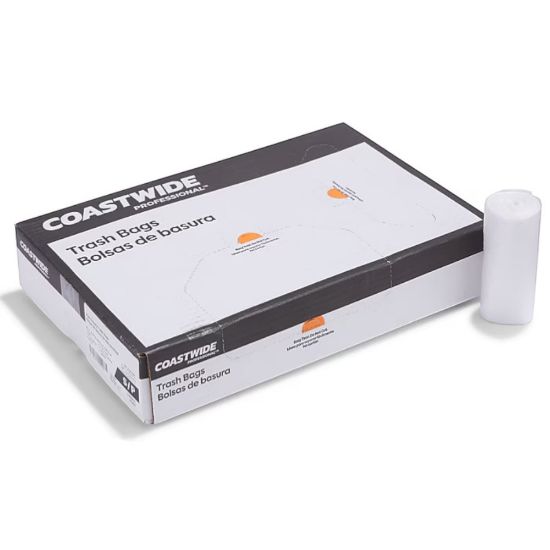 Picture of Coastwide Professional™ 7-10 Gallon Trash Bag, 24" x 24", High Density, 8 mic, Natural, 1000 Bags/Box (CW25412)