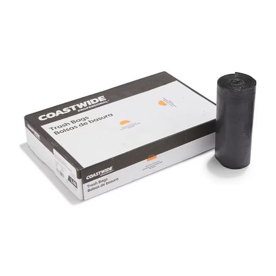 Picture of Coastwide Professional™ AccuFit 44 Gallon Trash Bag, 37" x 50", Low Density, 1.3 mil, Black, 100 Bags/Box (CW22752)