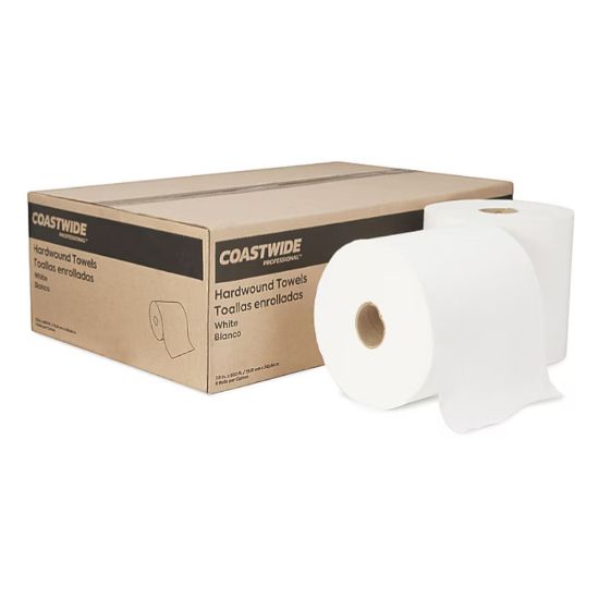 Picture of Coastwide Professional™ Hardwound Paper Towels, 1-Ply, White, 800 ft./Roll, 6 Rolls/Carton (CW21811)