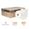 Picture of Coastwide Professional™ Hardwound Paper Towels, 1-Ply, White, 800 ft./Roll, 6 Rolls/Carton (CW21811)