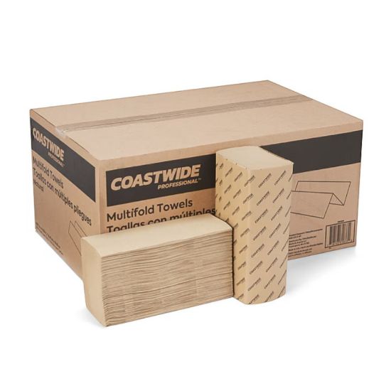 Picture of Coastwide Professional™ Multifold Paper Towels, 1-ply, 250 Sheets/Pack, 16 Packs/Carton (CW21819)