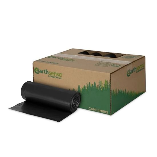 Picture of Earthsense 55-60 Gallon Commercial Recycled Trash Bags, Black, 100/Carton (RNW6050-538983)