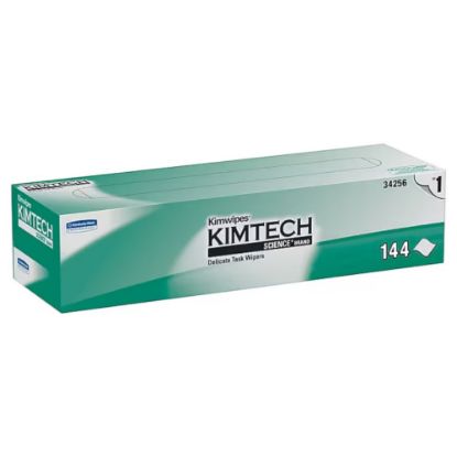 Picture of Kimtech Science Kimwipes Delicate Task Durable Fibers Cleaning Wipers, 16.6" x 14.7", White, 140 Wipers/Box (34256)