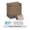 Picture of Pacific Blue Basic Recycled Hardwound Paper Towels, 1-ply, 580 ft./Roll, 12 Rolls/Carton (26401)