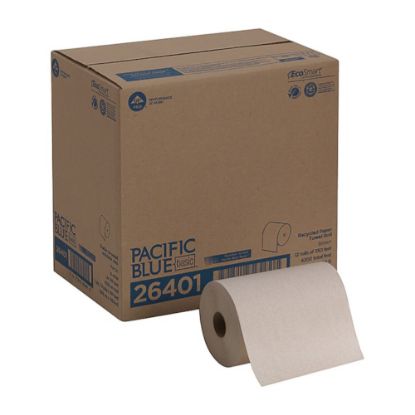 Picture of Pacific Blue Basic Recycled Hardwound Paper Towels, 1-ply, 580 ft./Roll, 12 Rolls/Carton (26401)