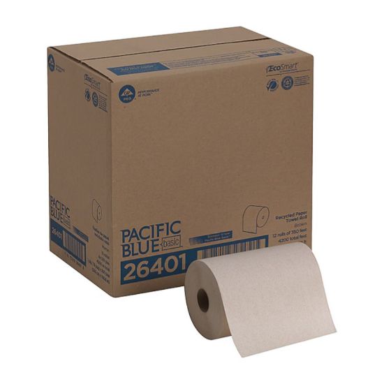 Picture of Pacific Blue Basic Recycled Hardwound Paper Towels, 1-ply, 580 ft./Roll, 12 Rolls/Carton (26401)
