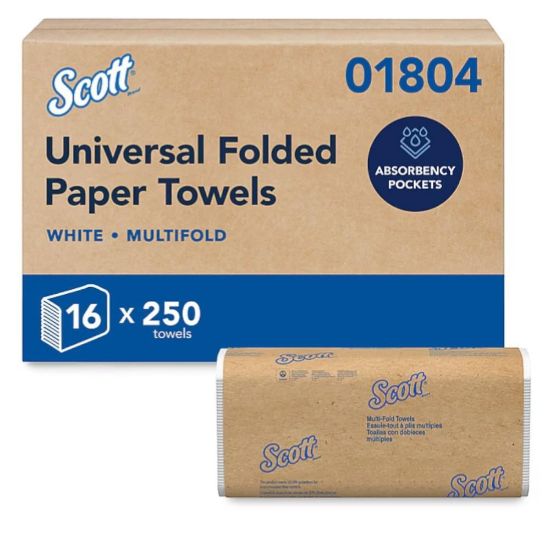 Picture of Scott Essential Recycled Multifold Paper Towels, 1-ply, 250 Sheets/Pack, 16 Packs/Carton (01804)