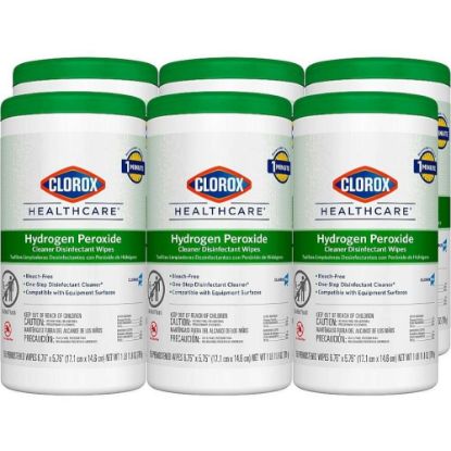 Picture of Clorox Healthcare Hydrogen Peroxide Cleaner Disinfectant Wipes, 155 Wipes/Container, 6/Carton (30825CT)