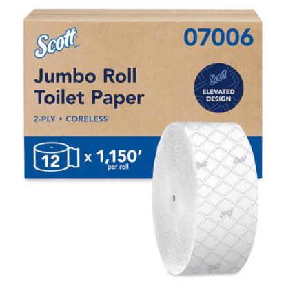 Picture of Scott Essential JRT Recycled Coreless Toilet Paper, 2-Ply, White, 12 Rolls/Case (07006)