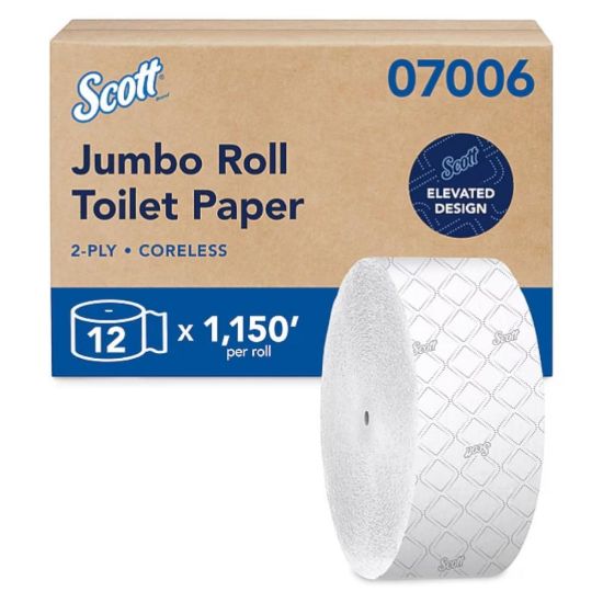 Picture of Scott Essential JRT Recycled Coreless Toilet Paper, 2-Ply, White, 12 Rolls/Case (07006)