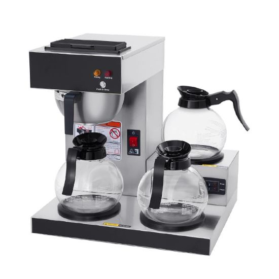Picture of SYBO 12-Cup Drip Coffee Maker with 3 Glass Carafes and Warmers